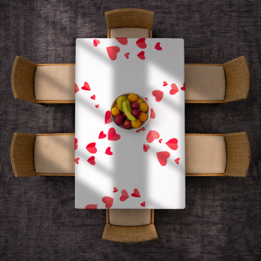 Red Hearts Frame Design Rectangular Tablecloth