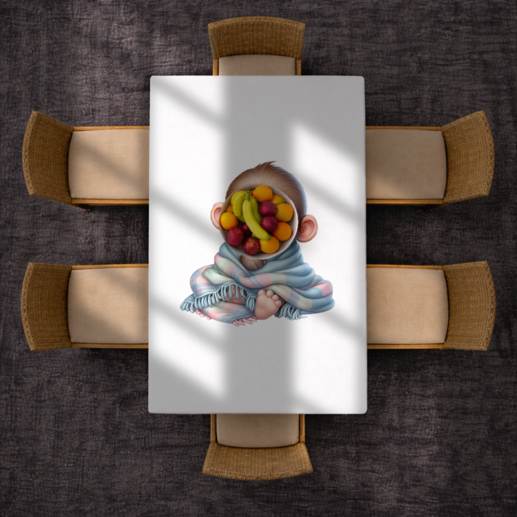 Cute Baby Monkey Wrapped in Blanket Rectangular Tablecloth