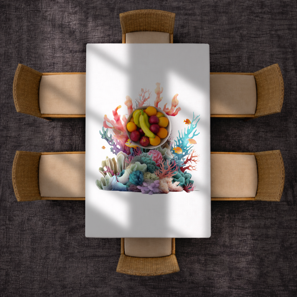 Vibrant Coral Reef and Tropical Fish Rectangular Tablecloth