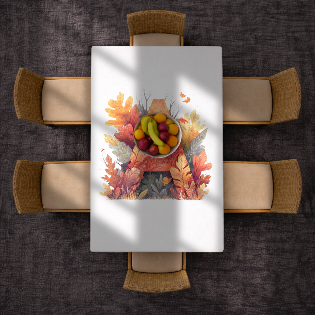 Autumn Leaf Letter A Monogram Rectangular Tablecloth