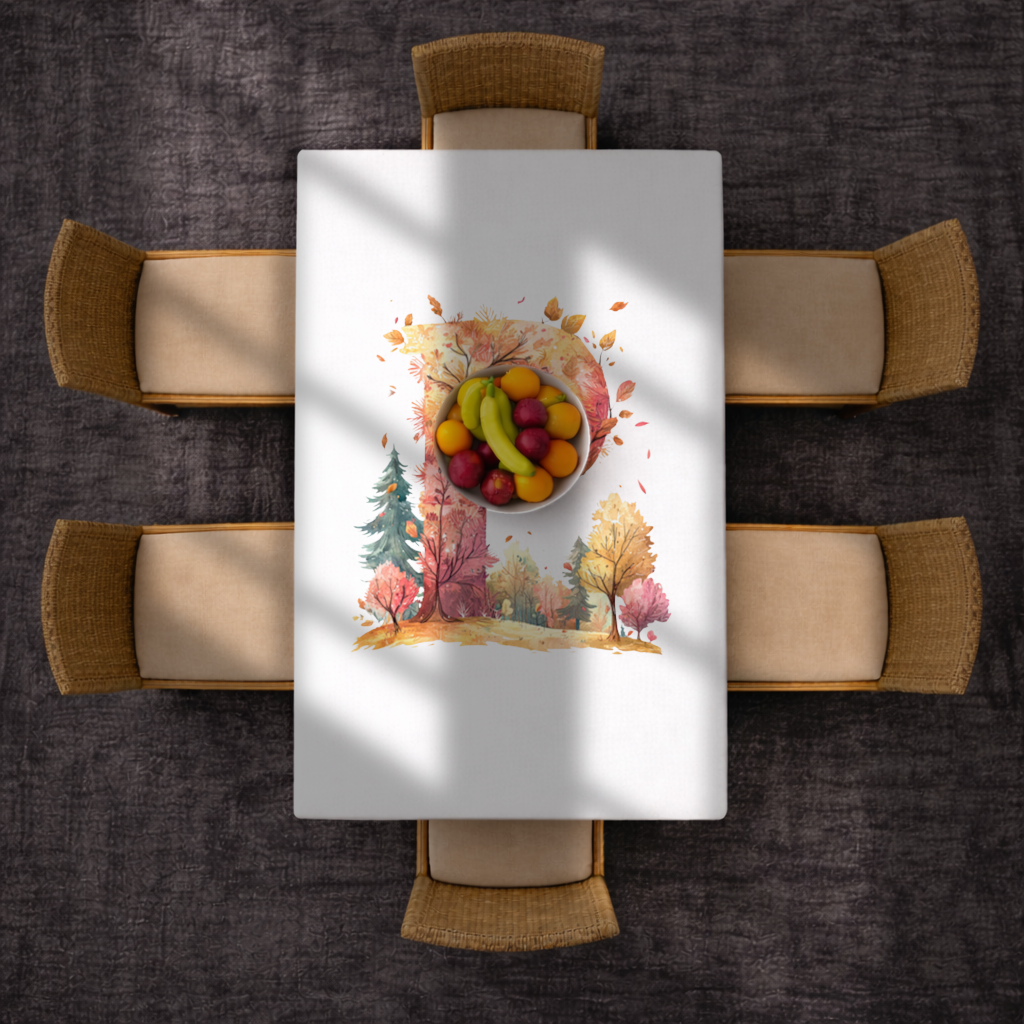 Autumn Forest Letter P with Bird Rectangular Tablecloth