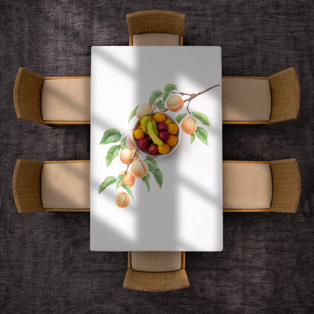 Ripe Orange Apricot Fruit Branch Rectangular Tablecloth
