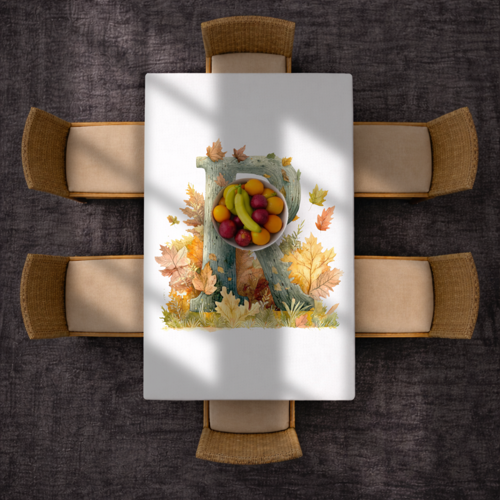 Autumn Letter R with Fall Leaves 