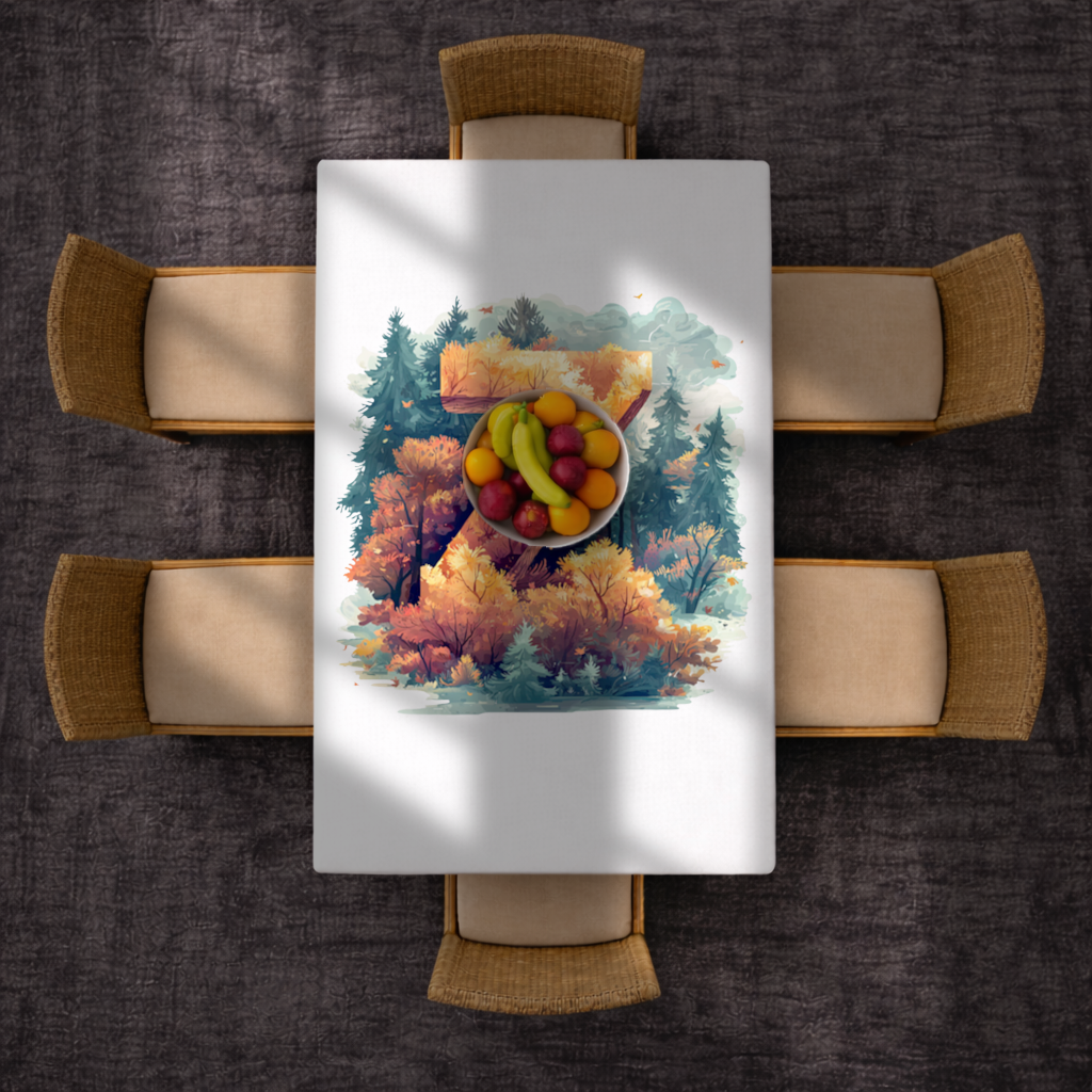 Autumn Leaf Forest Letter Z Rectangular Tablecloth