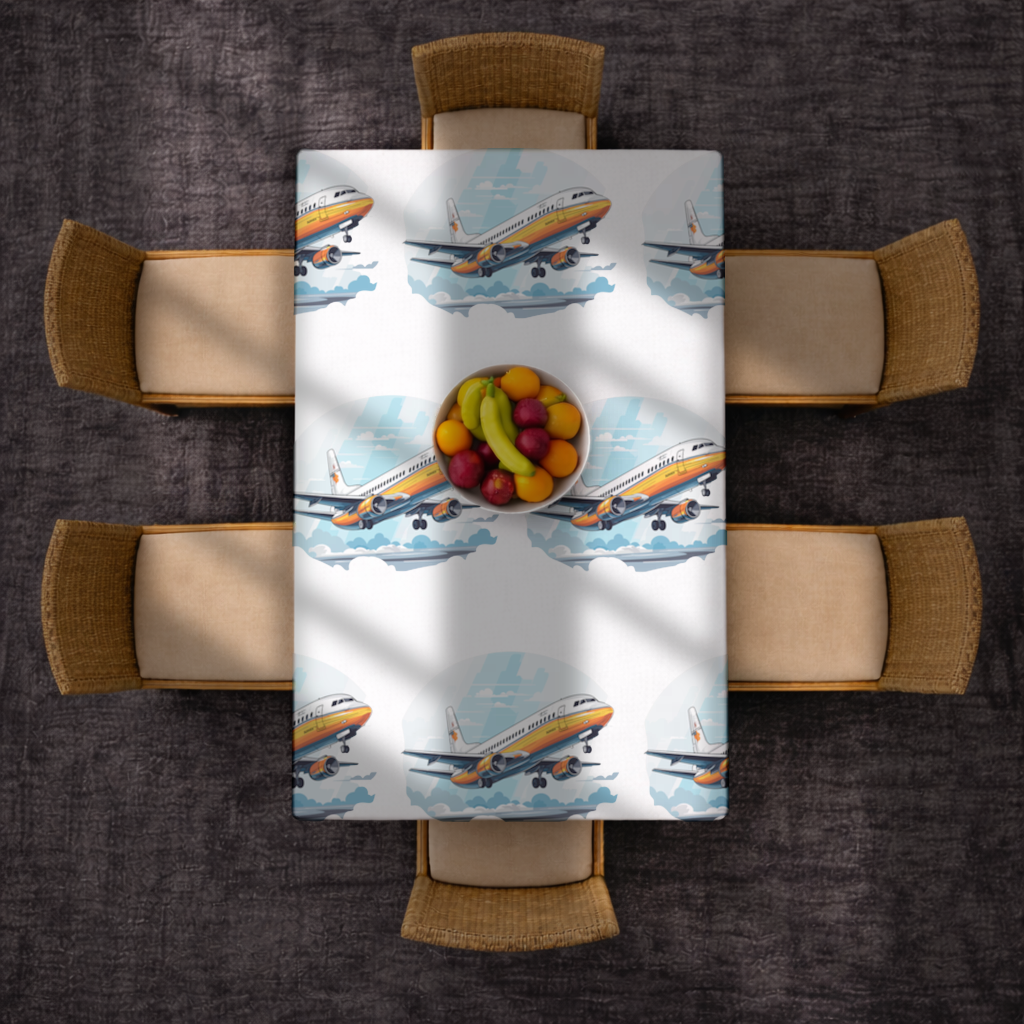 Nostaljik Turuncu Yolcu Uçağı Masa Örtüsü