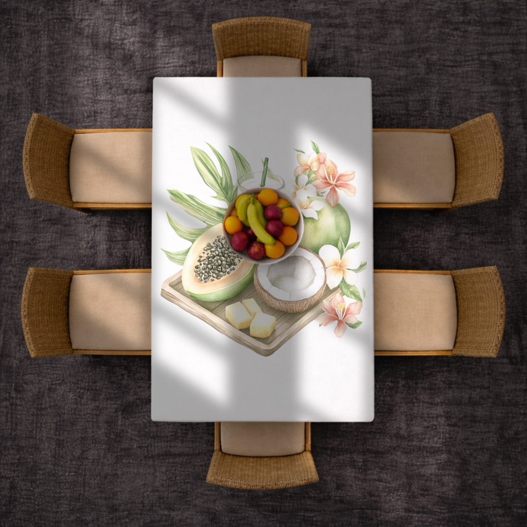 Tropikal Papaya ve Hindistan Cevizi Masa Örtüsü