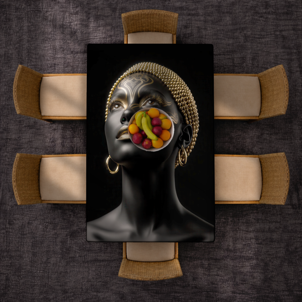 Gold Afrofuturistic Black Woman Rectangular Tablecloth