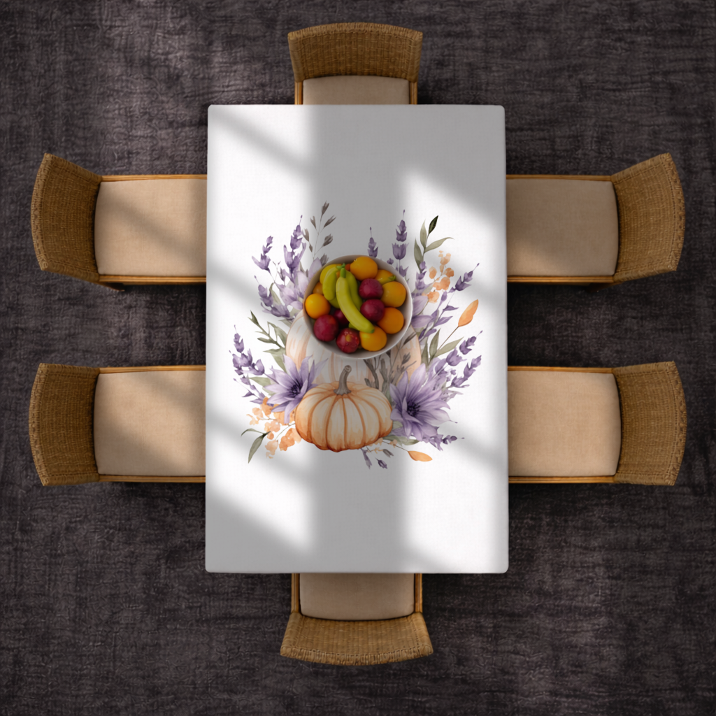 Lavender and Pumpkin Autumn Bouquet Rectangular Tablecloth