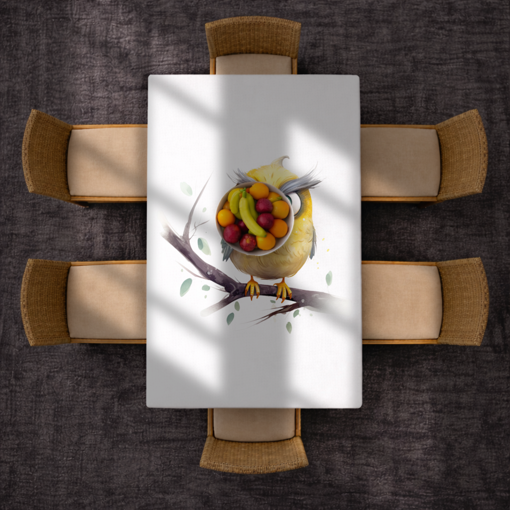 Grumpy Yellow Owl Rectangular Tablecloth