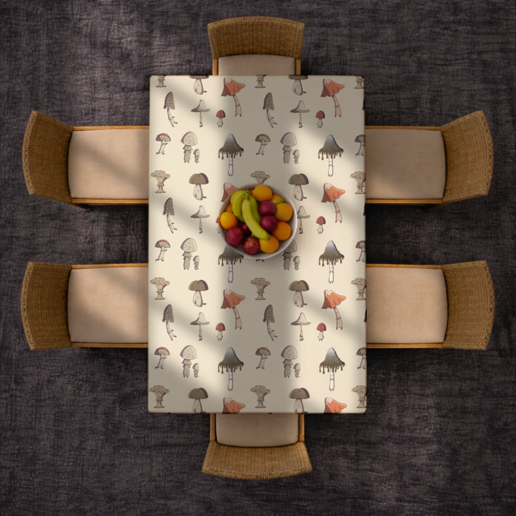 Sad Mushrooms Rectangular Tablecloth