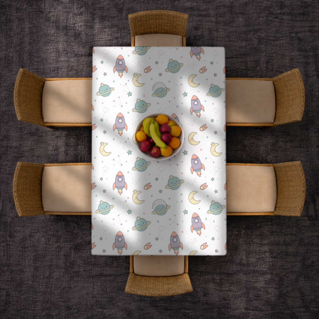 Cute Space Rocket Pattern Rectangular Tablecloth