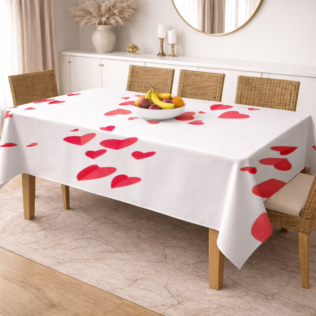 Red Hearts Frame Design Rectangular Tablecloth