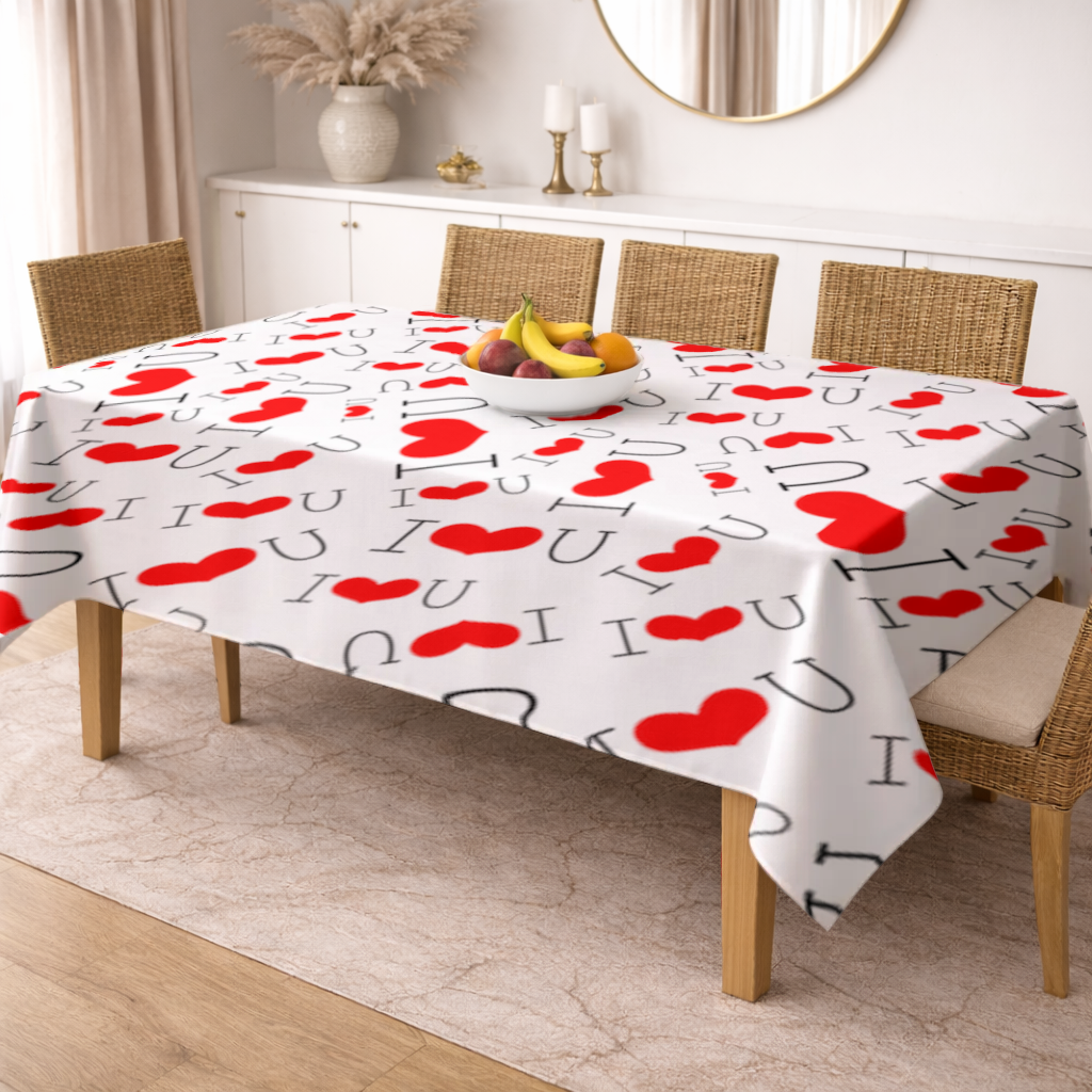 Valentines Day I Love You Heart Pattern Romantic Design Rectangular Tablecloth
