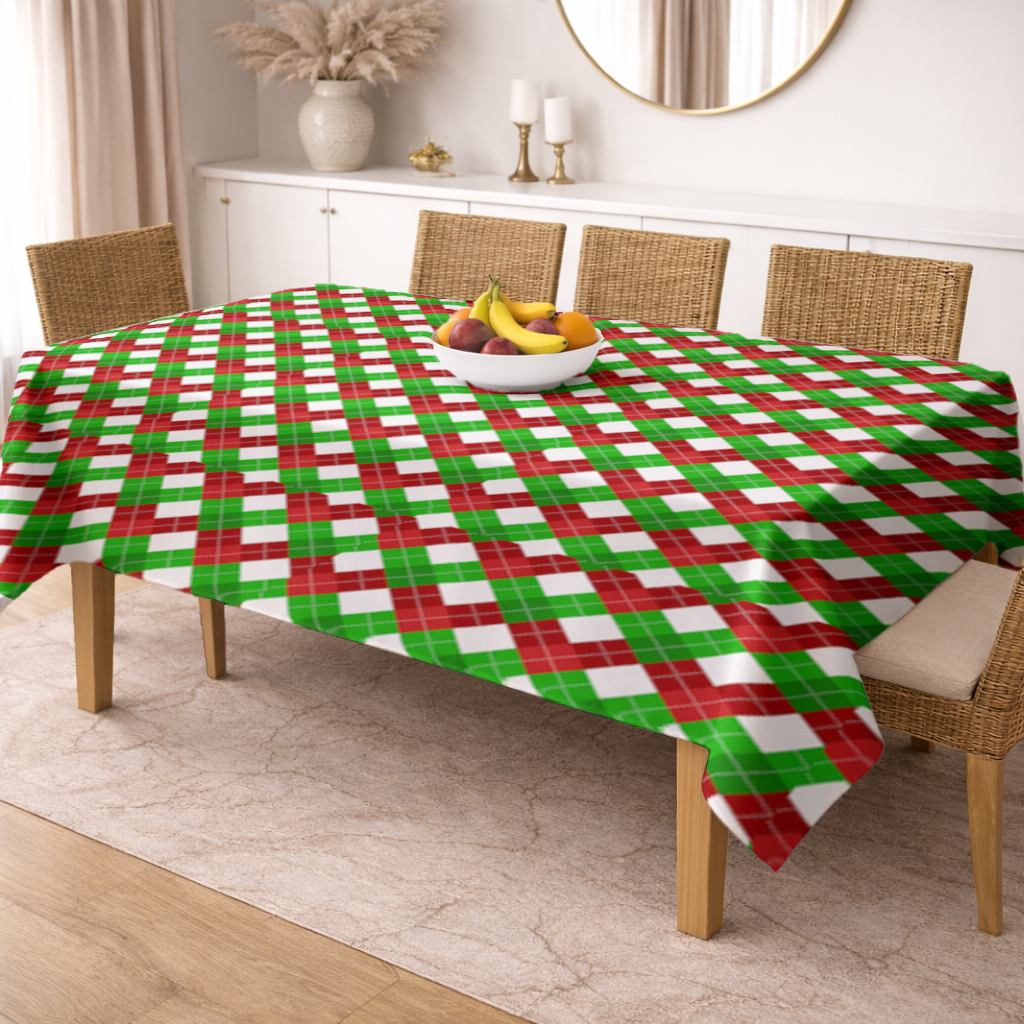 Red Green Argyle Plaid Background Pattern Rectangular Tablecloth