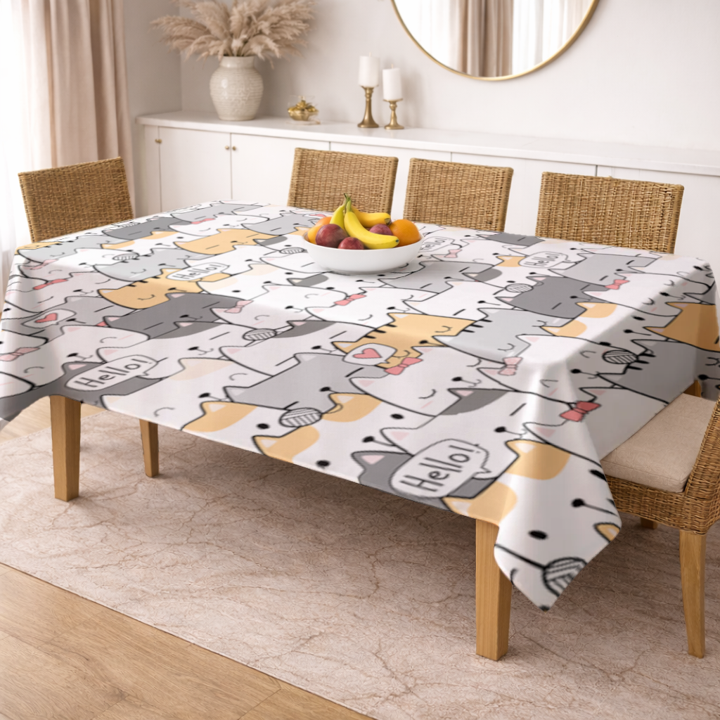 Cute Cartoon Cats Pattern with Speech Bubbles 