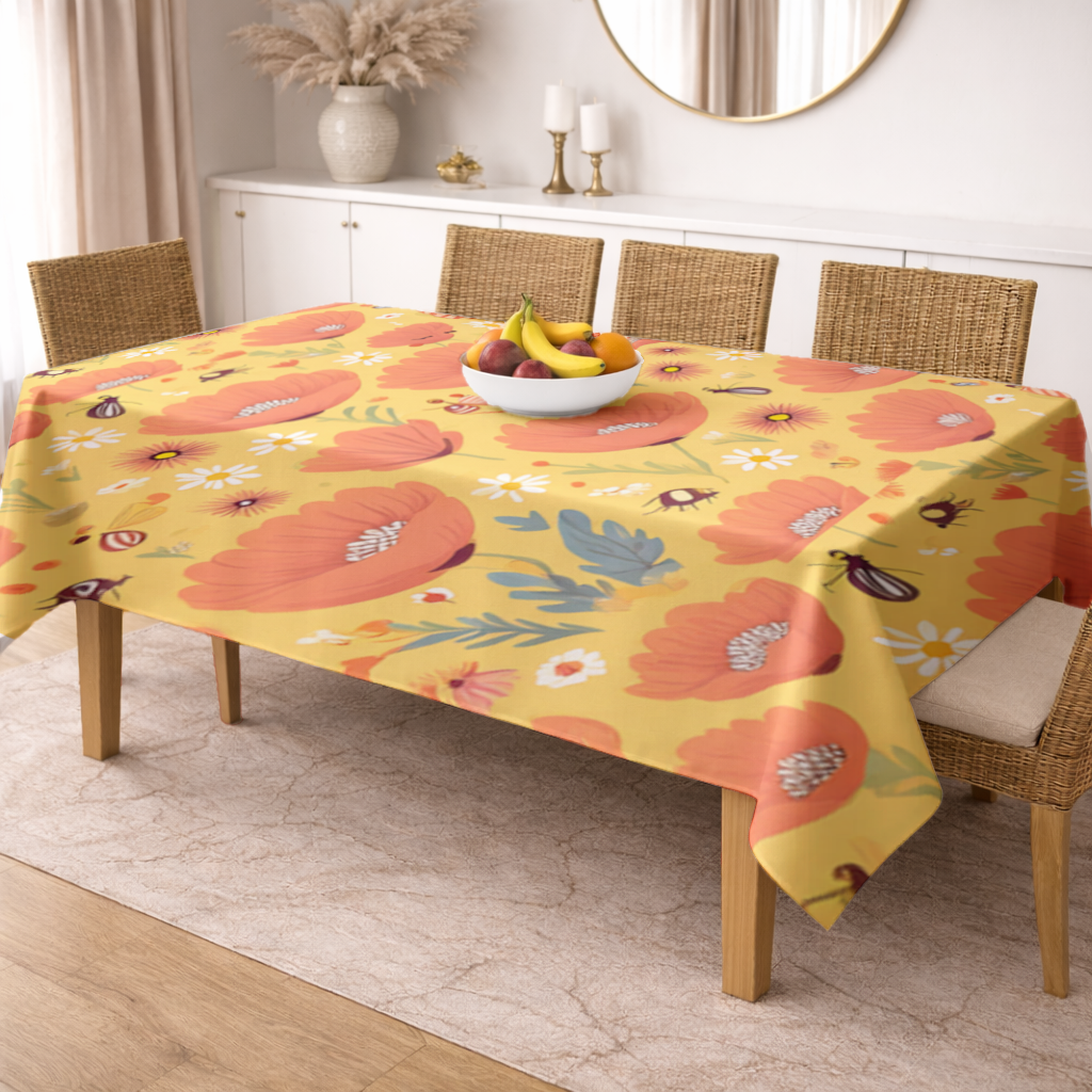 Floral  Insect Pattern  Colorful Design Rectangular Tablecloth