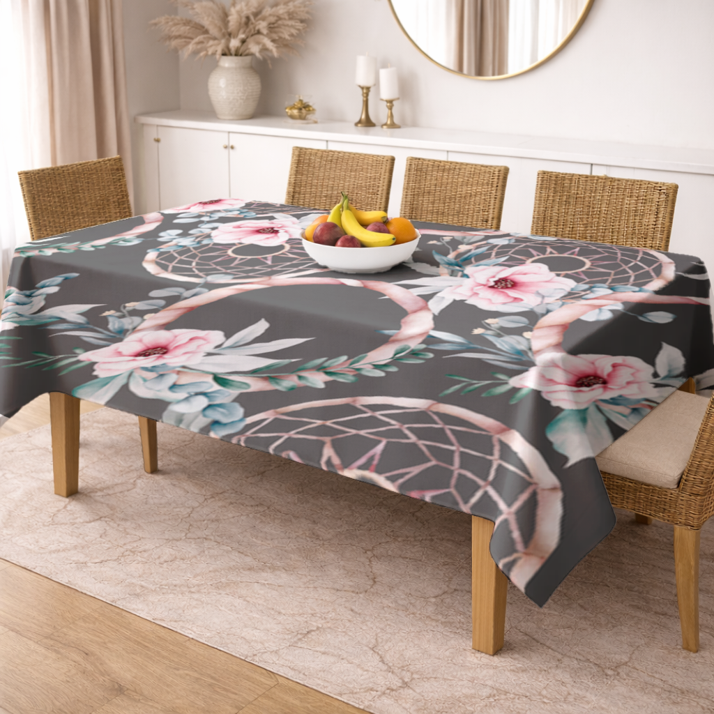 Boho Floral Dreamcatcher Pattern Rectangular Tablecloth