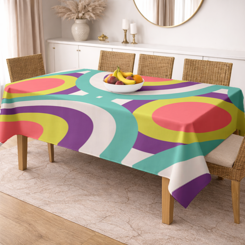 Colorful Geometric Circle Pattern Rectangular Tablecloth