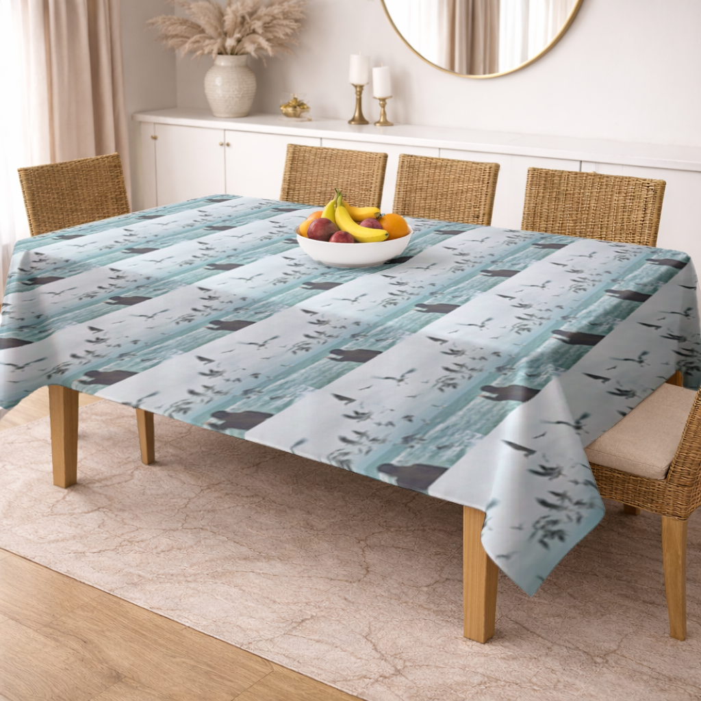 Sea and Birds A Design Interpretation of Freedom Rectangular Tablecloth