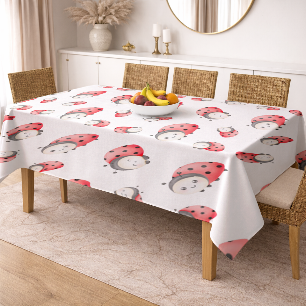 Cute Kawaii Ladybug Pattern Rectangular Tablecloth