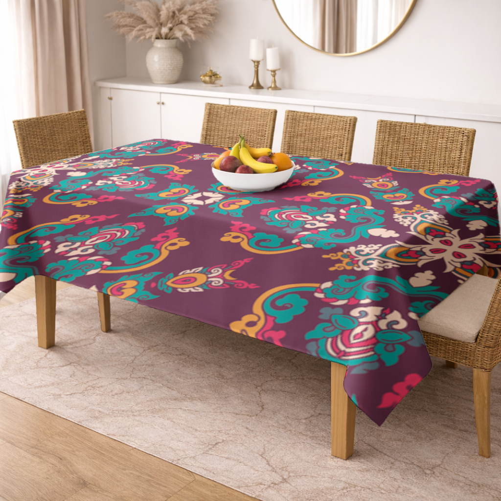 Colorful Ottoman Inspired Mandala Pattern Rectangular Tablecloth