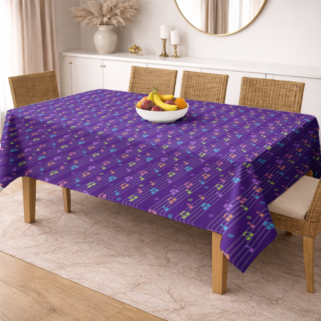 Colorful Music Notes and Modern Rhythm Seamless Pattern Rectangular Tablecloth