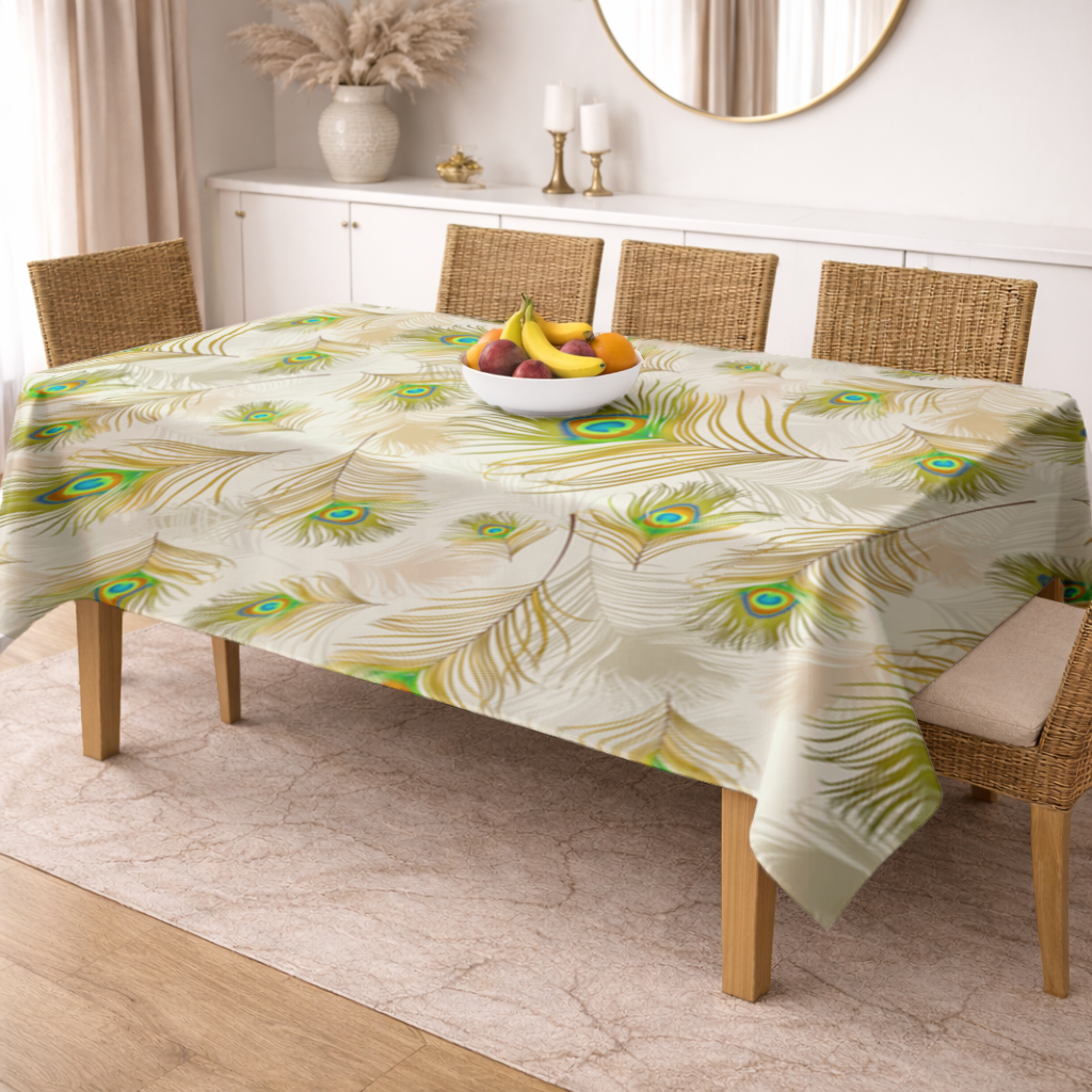 Elegant Peacock Feathers and Exotic Nature Seamless Pattern Rectangular Tablecloth