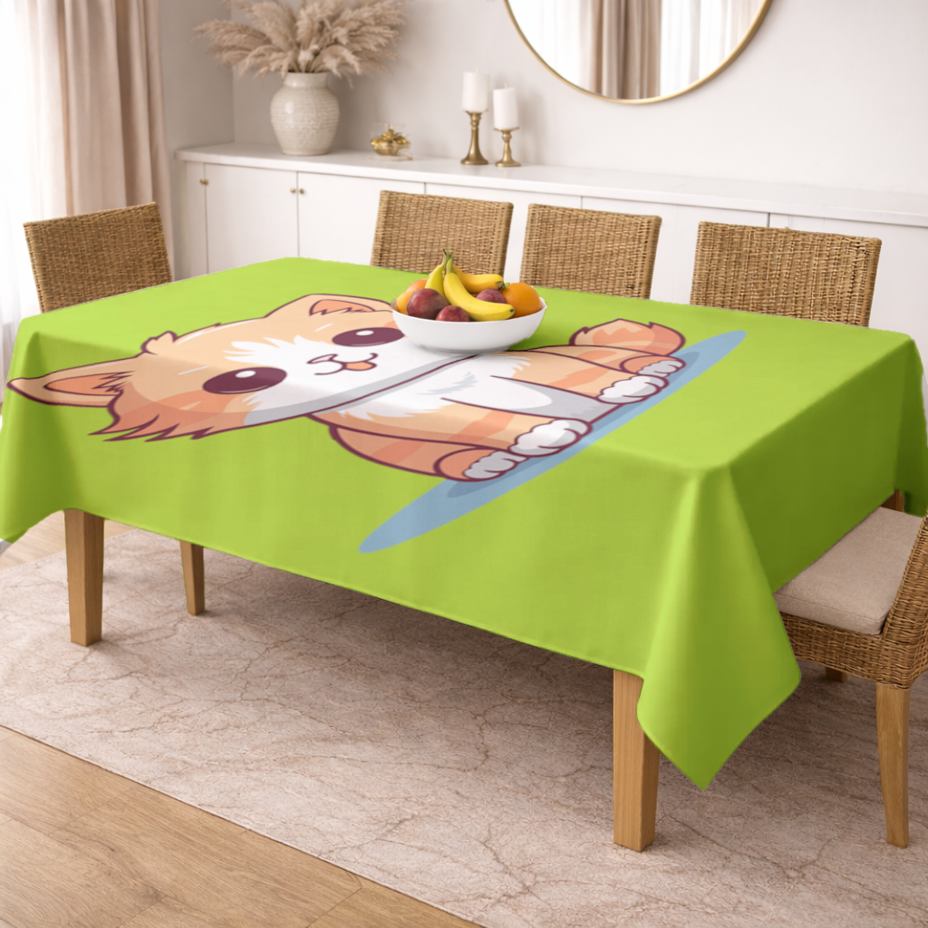 Cute Orange Cat Illustration Rectangular Tablecloth