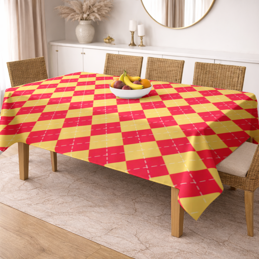 Red and Yellow Argyle Geometric Pattern Background 