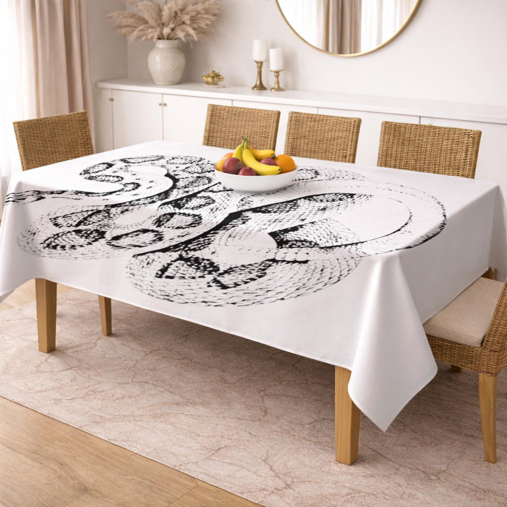 Detailed Vintage Rattlesnake Illustration Rectangular Tablecloth