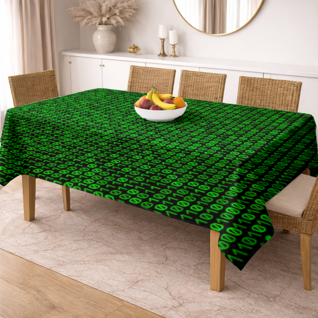Matrix Style Digital Binary Code Background Rectangular Tablecloth