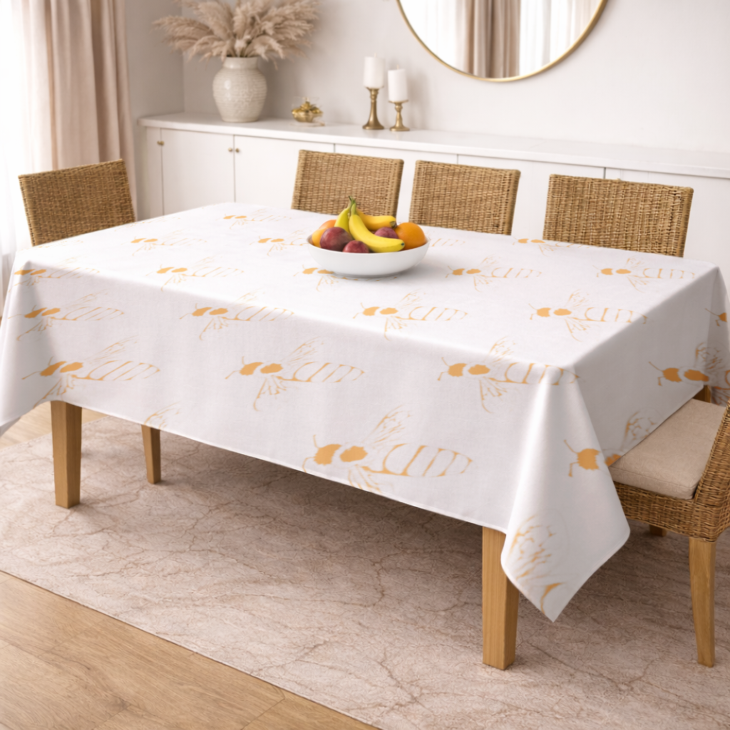 Minimal Orange Bee Illustration Rectangular Tablecloth