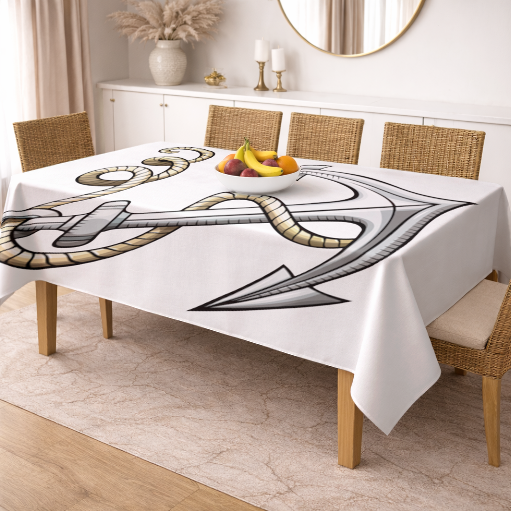 Sailor Anchor with Rope Tattoo Art Rectangular Tablecloth
