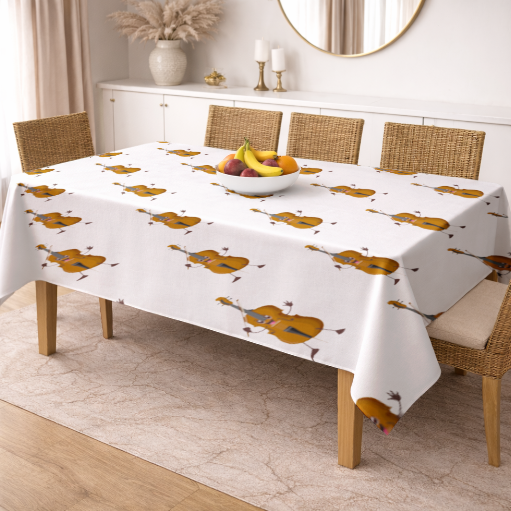 Happy Cello Character Art Design Rectangular Tablecloth