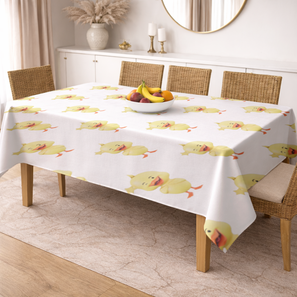Cheerful Winking Yellow Duck with Star Rectangular Tablecloth