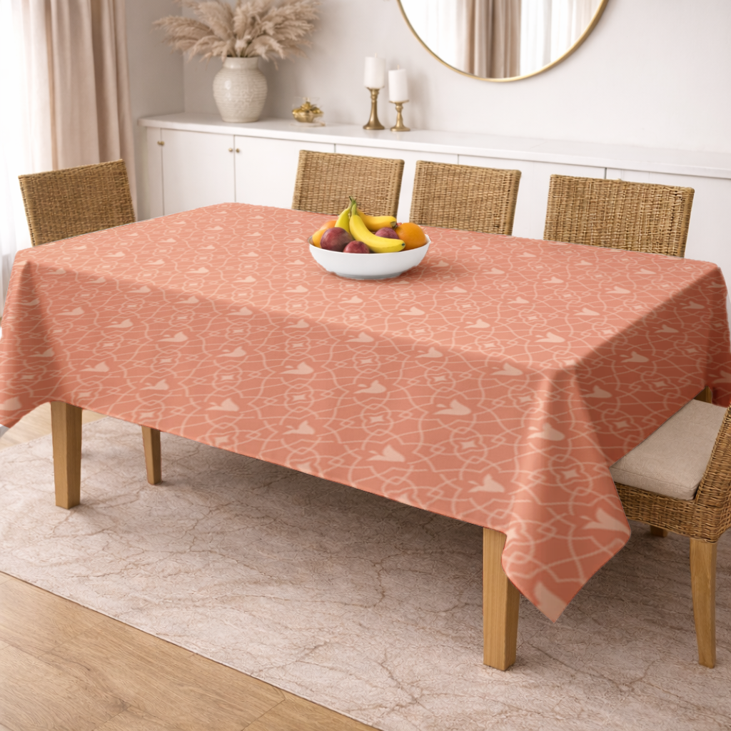 Modern Geometric Linear Terracotta Pattern Rectangular Tablecloth