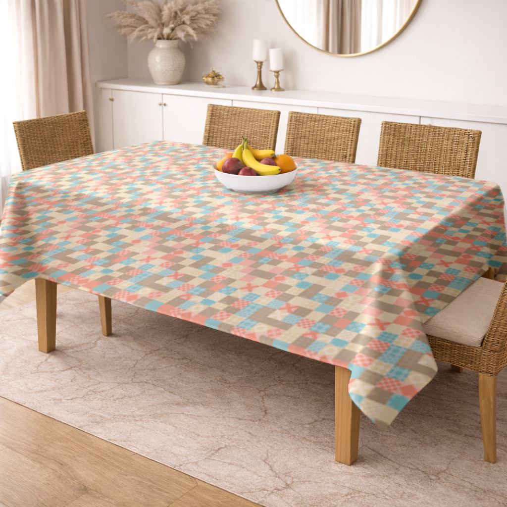 Colorful Modern Geometric Square Pattern Rectangular Tablecloth