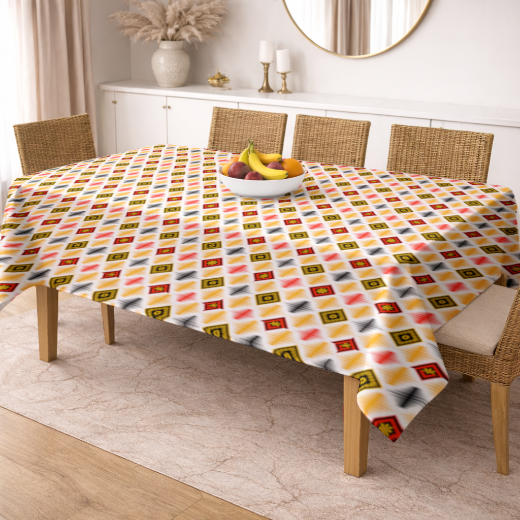 Vibrant Ethnic Geometric Motif Rectangular Tablecloth