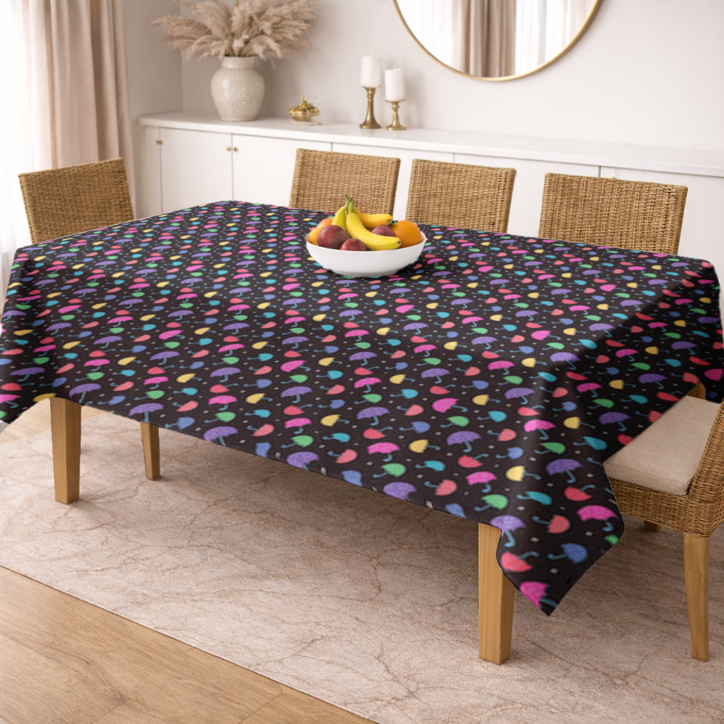 Colorful Heart Umbrellas Pattern Rectangular Tablecloth