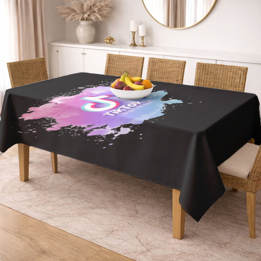 TikTok Logo with Watercolor Effect Rectangular Tablecloth
