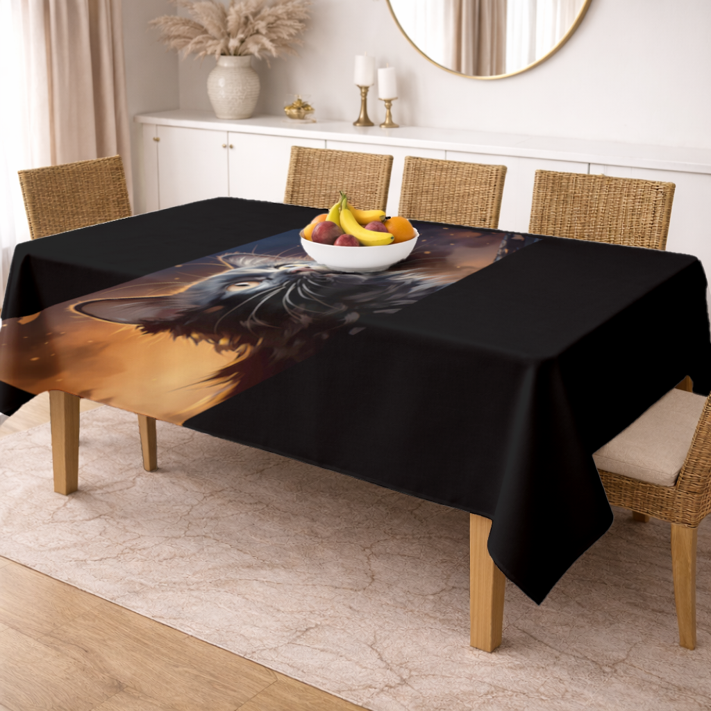 Black Cat Digital Art Rectangular Tablecloth