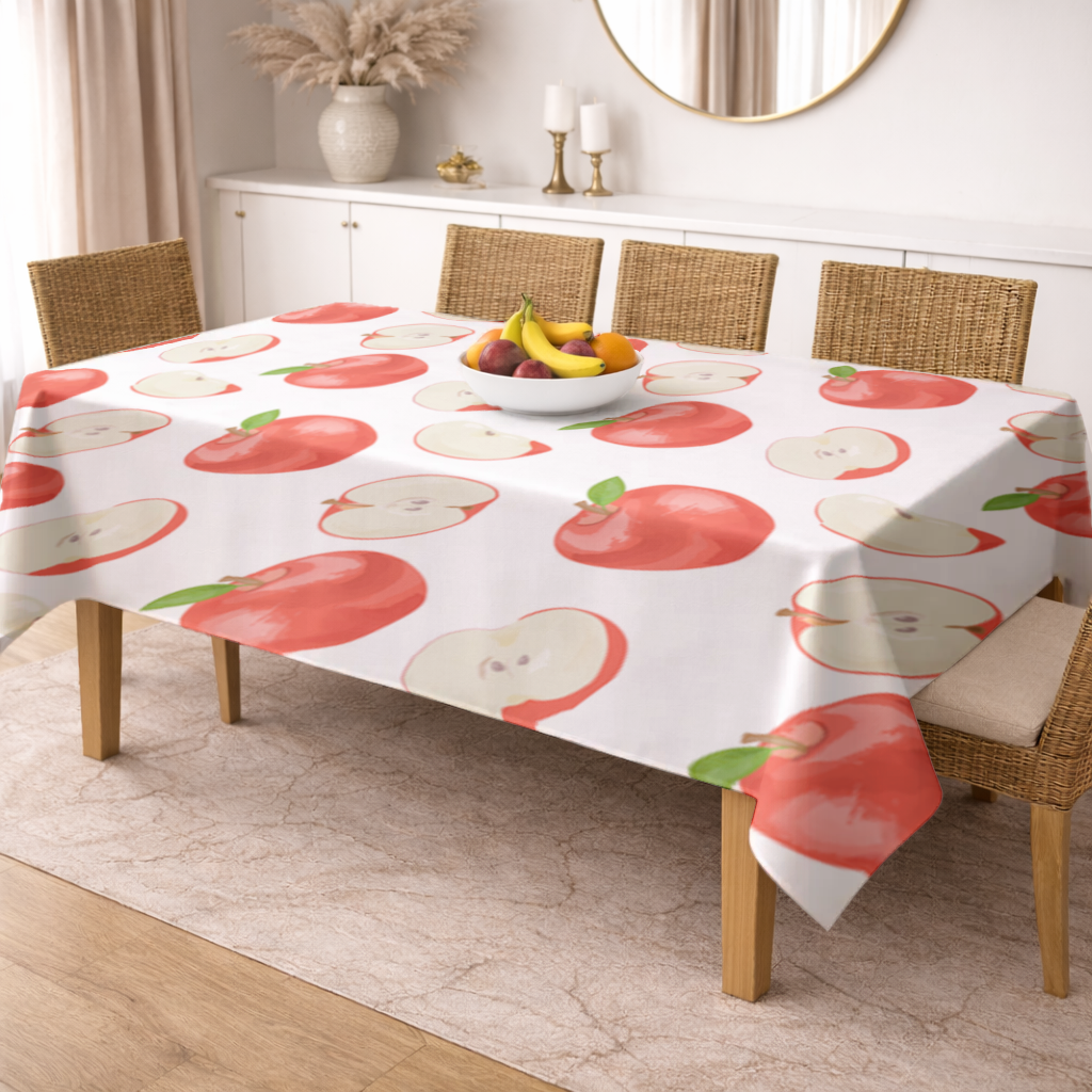 Red Apple Slices Rectangular Tablecloth