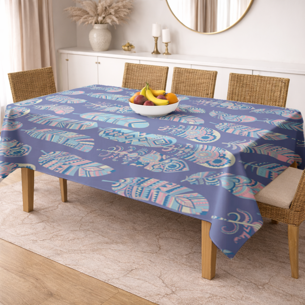Boho Tribal Feather Rectangular Tablecloth