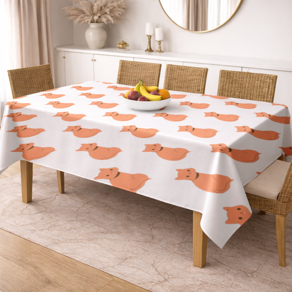 Kawaii Orange Cat Blep Rectangular Tablecloth