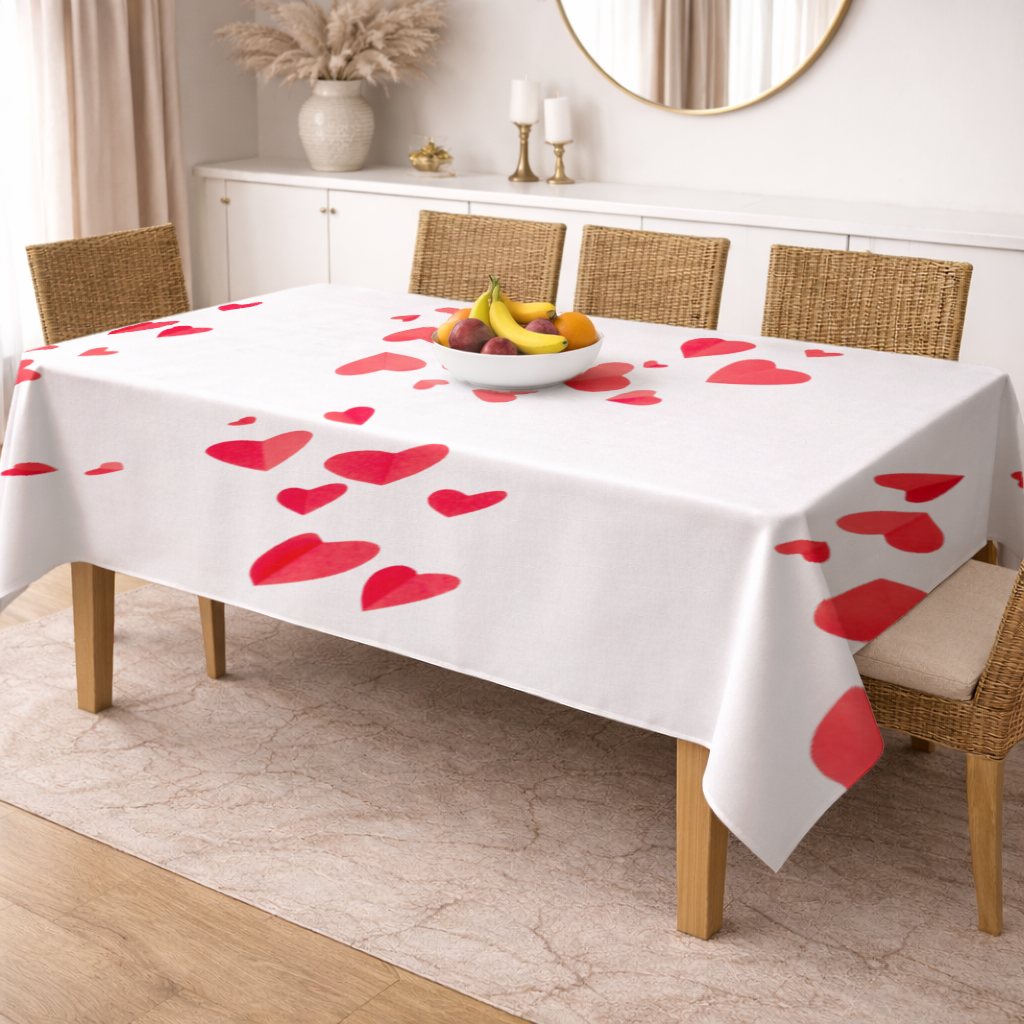Red Hearts Frame Design Rectangular Tablecloth