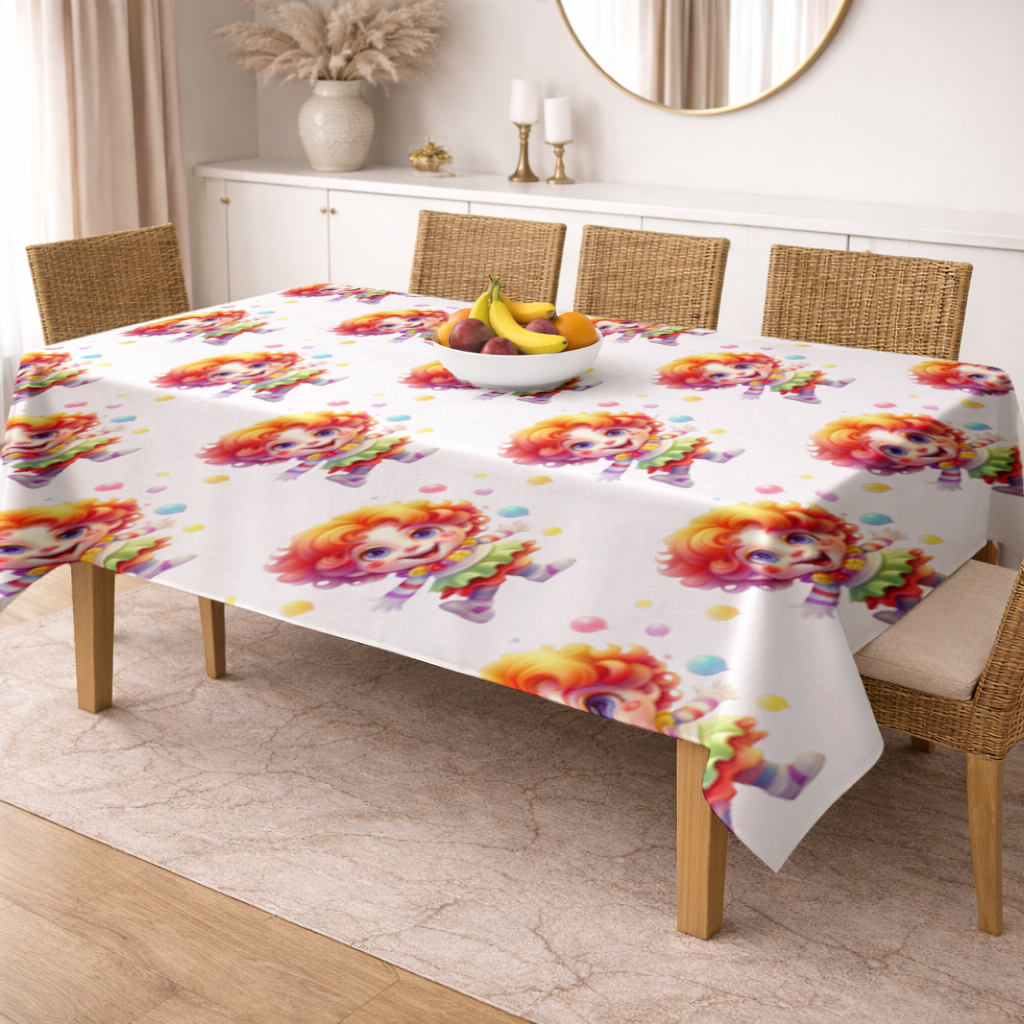 Cute Rainbow Hair Happy Clown Rectangular Tablecloth