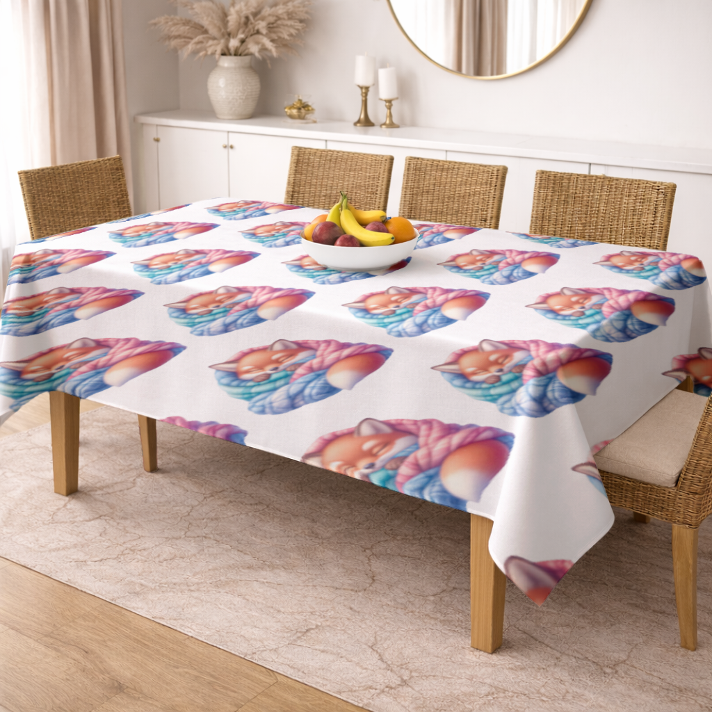 Sleeping Fox Knitted Blanket Rectangular Tablecloth
