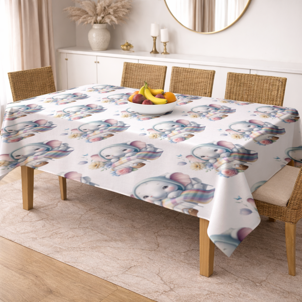 Sleeping Baby Elephant in Bed Rectangular Tablecloth