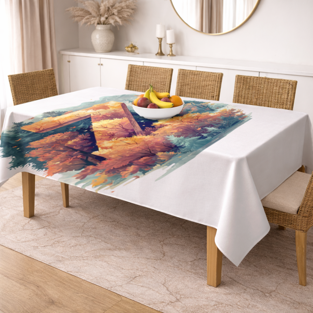 Autumn Leaf Forest Letter Z Rectangular Tablecloth