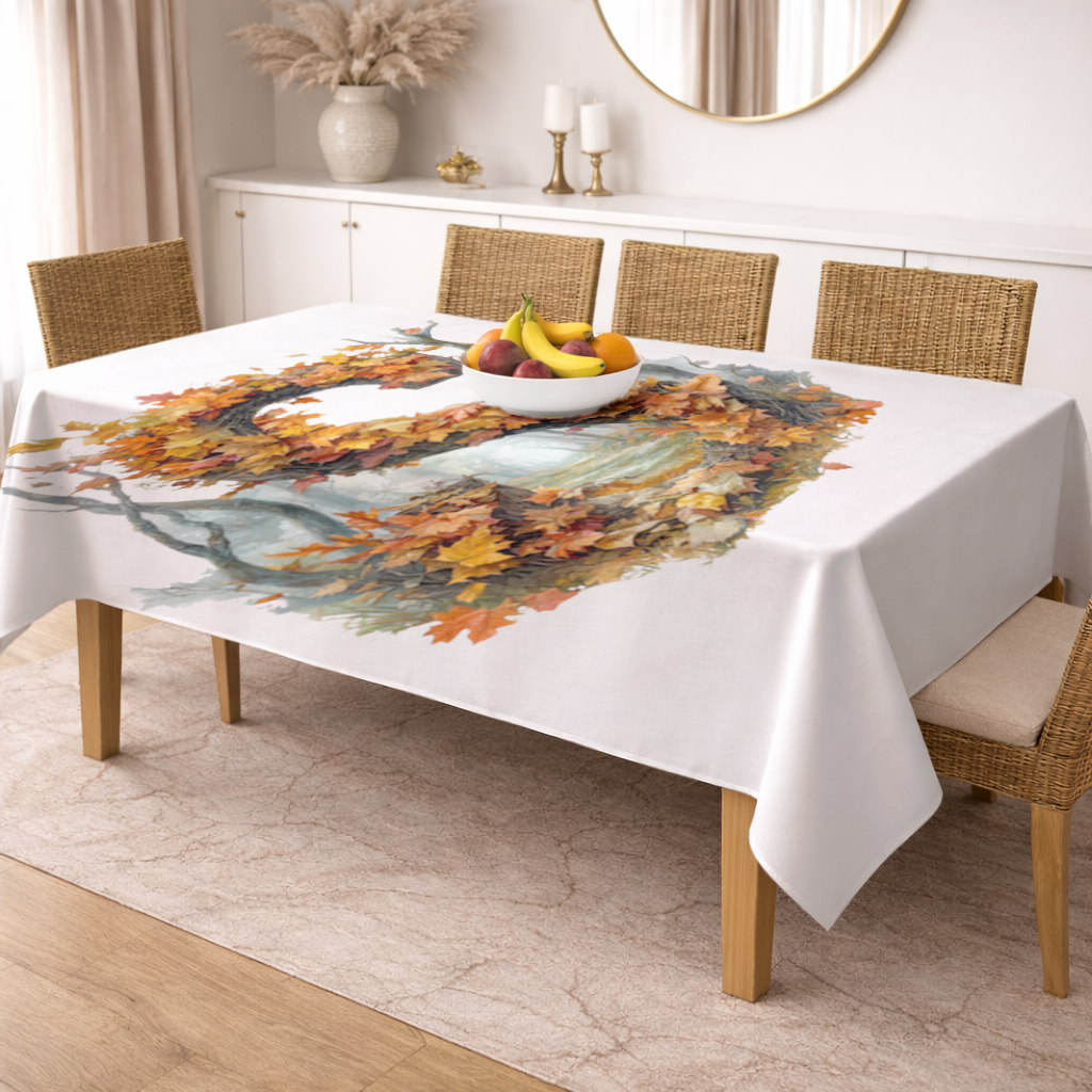 Autumn Maple Leaf Letter S Rectangular Tablecloth
